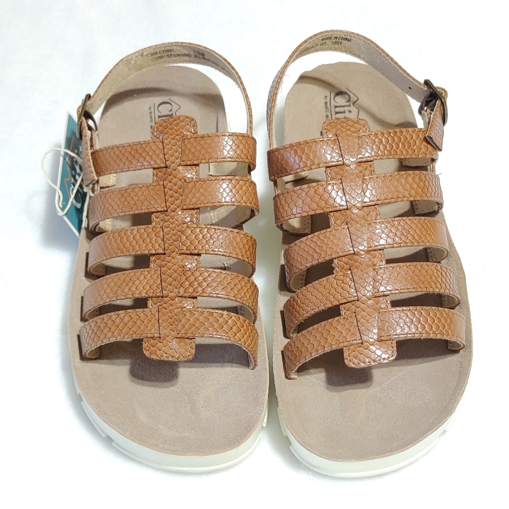 Cliffs By White Mountain Tan 7.5M Strappy Gladiator Sandals Beginning Style